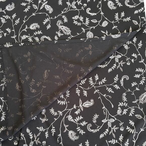 Merona Paisley Floral Wrap Skirt S Boho Minimalist Grunge Retro Black White - Picture 2 of 6